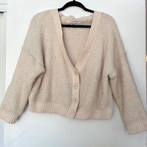 Altar'd State, Teddy Sweater Cropped Cardigan, Ivory, Size S